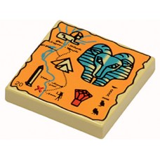 Part 3068px21 Tile 2 x 2 with Map Orange and Hieroglyphs, 20 Pattern